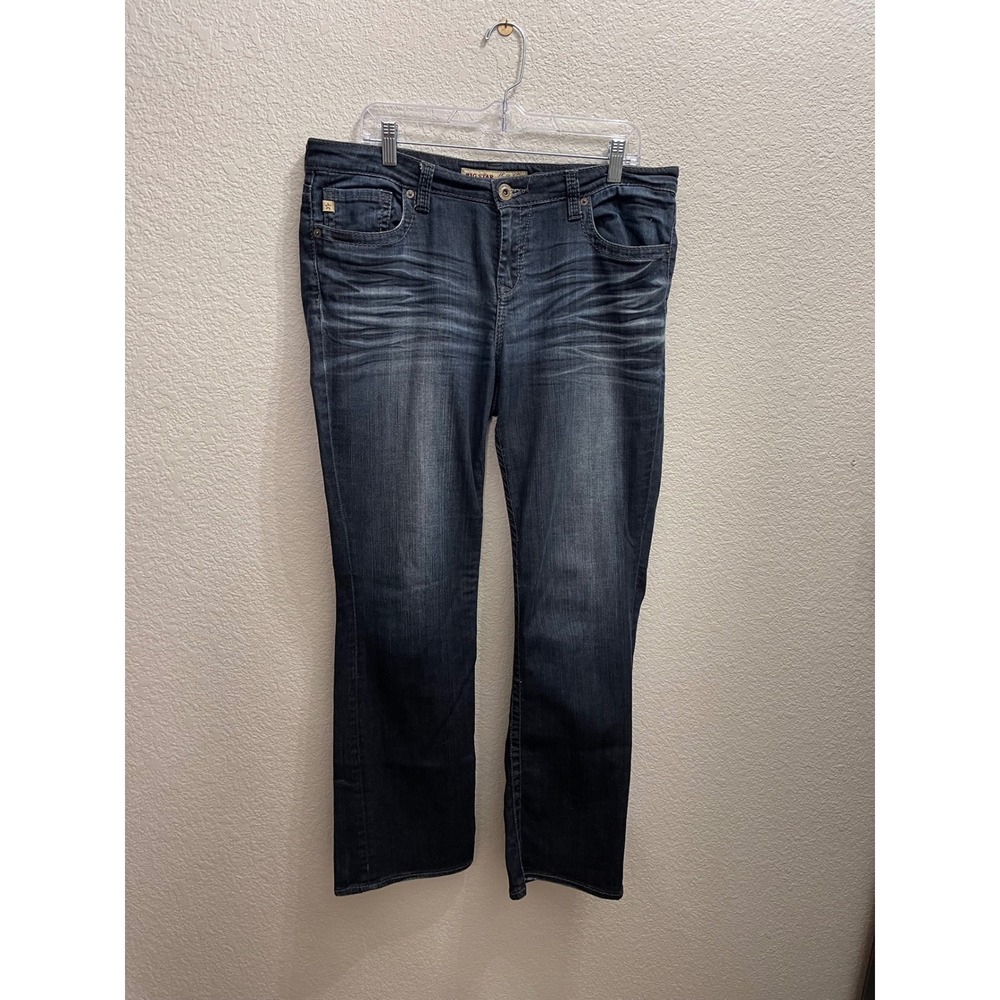 Big Star Maddie Boot Cut Dark Wash Mid Rise Y2K Embroidered Denim 32R Plus Size - Picture 2 of 15